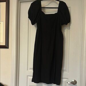 Elegant Black Puff Sleeve Dress